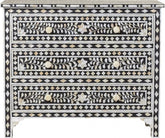 Maaya Bone Inlay Chest Sideboard Black and White Floral